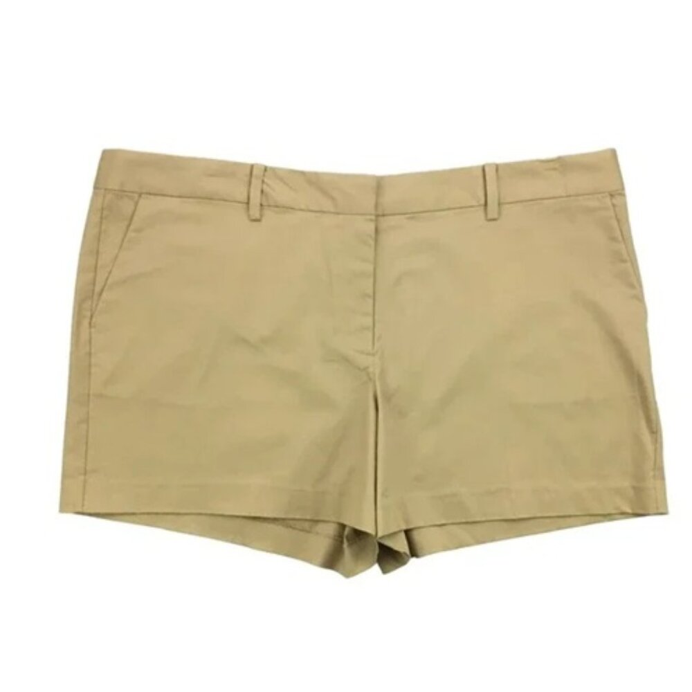 Michael Kors Plus 24W Twill Khaki Chino Shorts Stretch Pockets 5" Inseam NEW